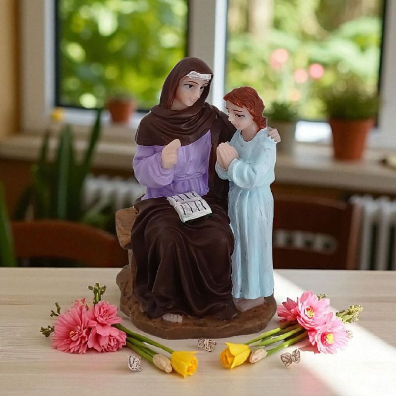 Imagem de Sant'Ana Santa Ana sentada com Maria 8cm em resina