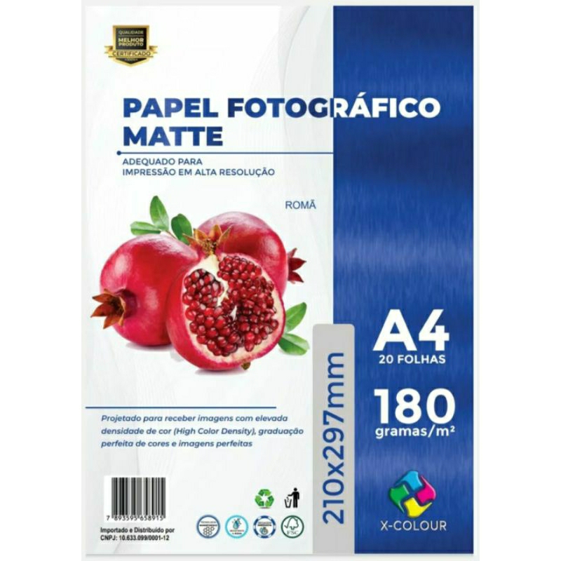 Papel Fotográfico 180g Matte A4 À Prova D´água 100 Folhas  X-COLOUR