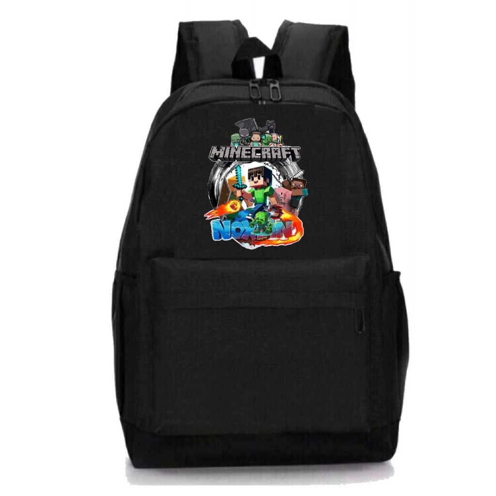 Mochila Escolar do Minecraft Unissex Infantil Desenhos Crianças Bolso Lateral Porta Garrafa BJ