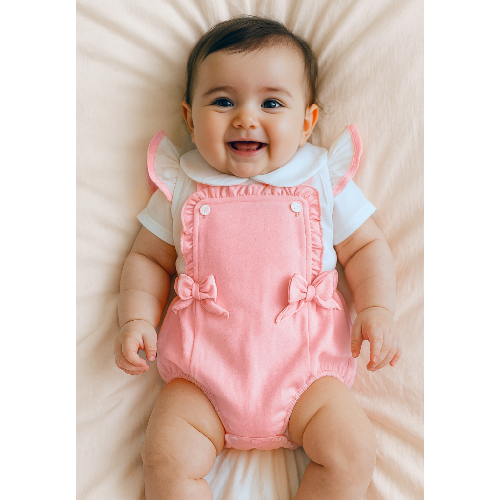 Jardineira com camiseta para bebê Bebella 0 a 3 meses