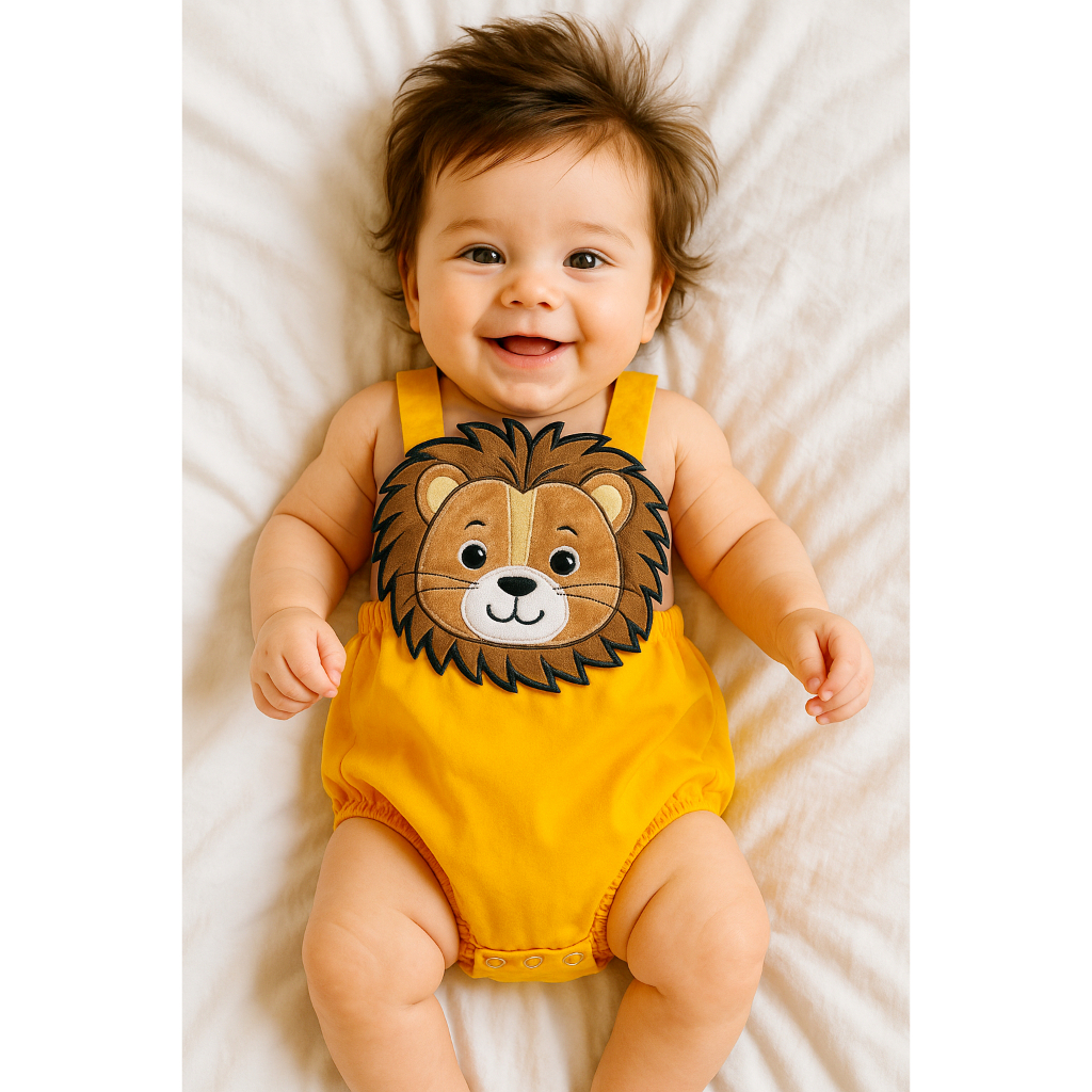 Jardineira para bebê Lion 0 a 3 meses em Oferta na Shopee