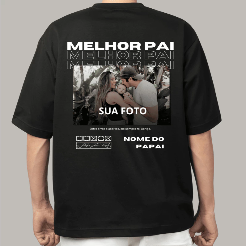 Camiseta Masculina Personalizada “Melhor Pai” com Sua Foto Camisa 100% Algodão Presente Dia dos Pais