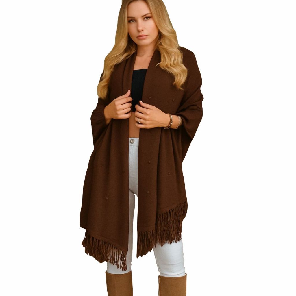 Tricô Da Moda Capa Poncho Outono Inverno Feminino