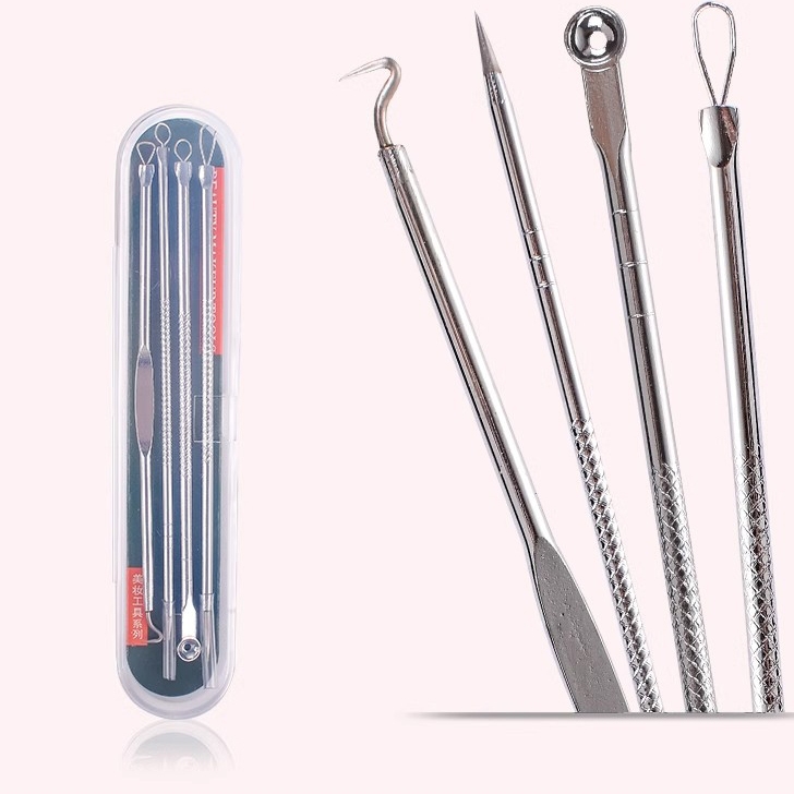 Kit 4 de Ferramentas de Beleza Extrator de Acne Removedor de
