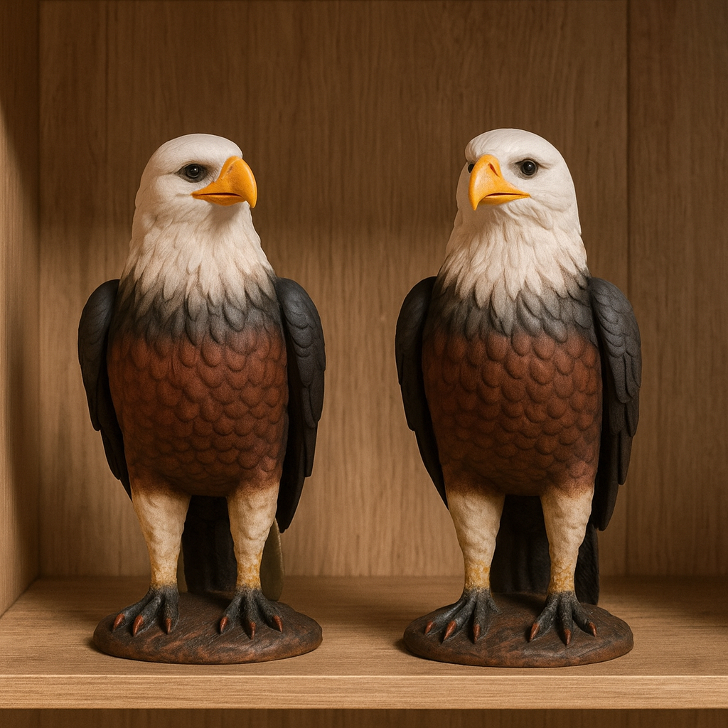 Esculturas de Gavião Espanta Pombo em Gesso – Conjunto com 2 Peças