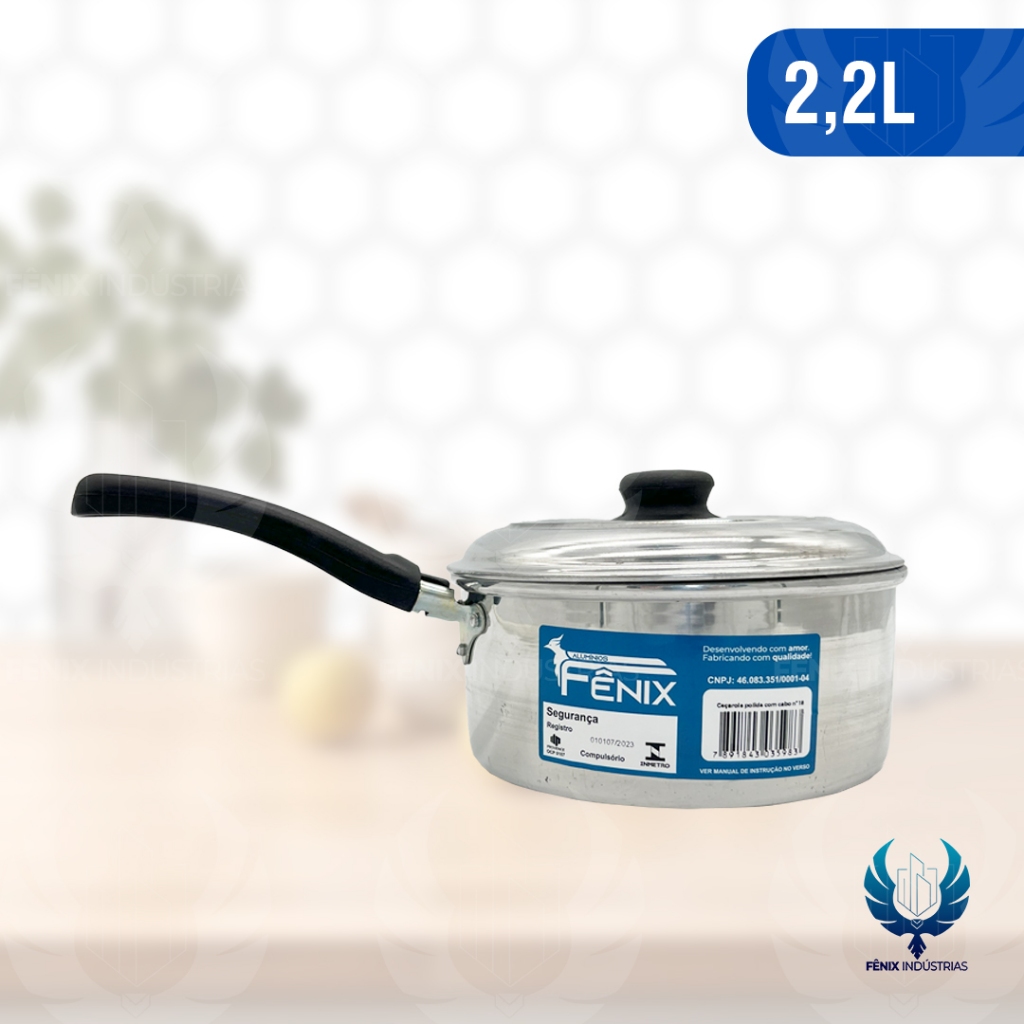Caçarola de Alumínio Nº 18 com Cabo – 2,2 Litros | Linha Polida | Fabricada pela Indústrias Fênix em Oferta na Shopee