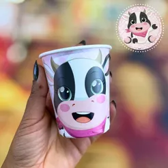 8~40 COPO PAPEL FESTA VAQUINHA FAZENDINHA ROSA 200ML FESTCOLOR (CHOCO)