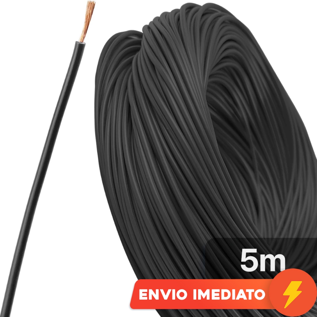 5m Cabo Pp Flexível 1mm² Fio Automotivo Preto Technoise