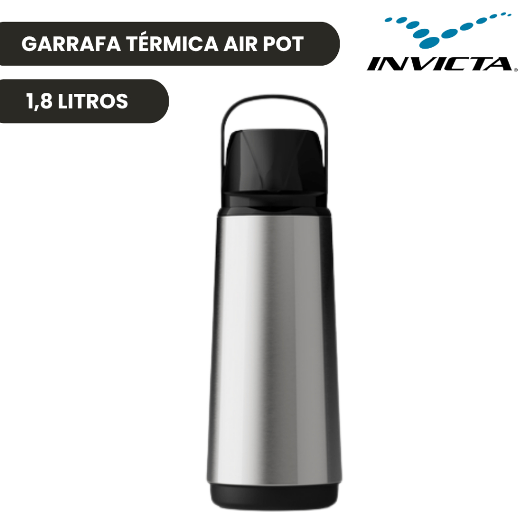Garrafa Térmica Air Pot Inox 1,8 Litros Slim Pressão Invicta
