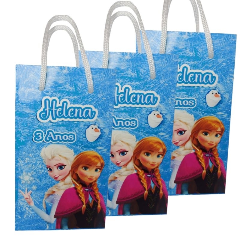 Sacolinha Personalizada Frozen para lembrancinha festa de aniversário/ Papel Fotográfico