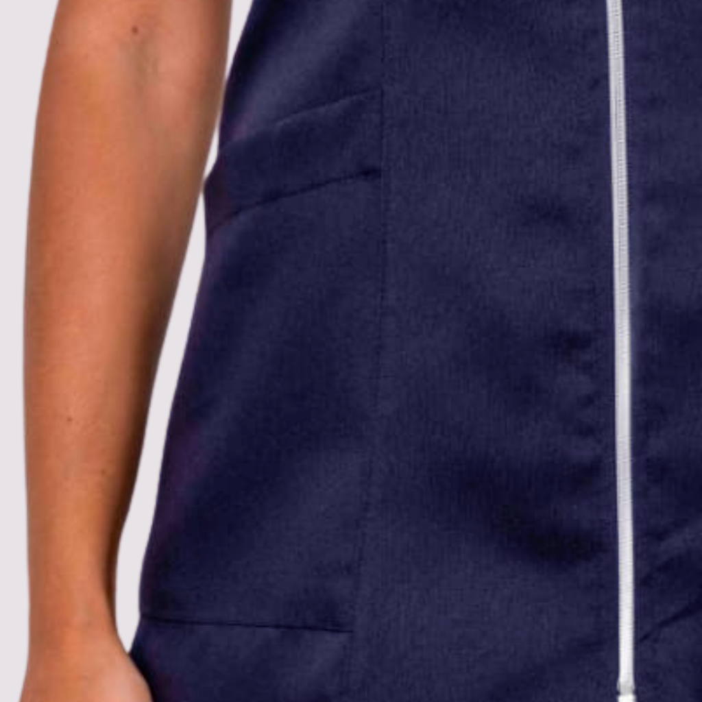 Jaleco Feminino Regata Sem Mangas Zíper Oxford Gab