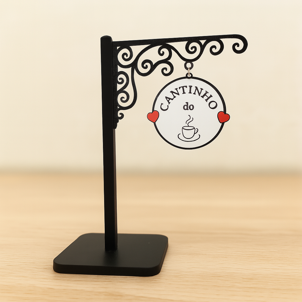 Placa Cantinho Do Café Decorativa Com Base Impressa Em 3D Para Cozinha E Sala