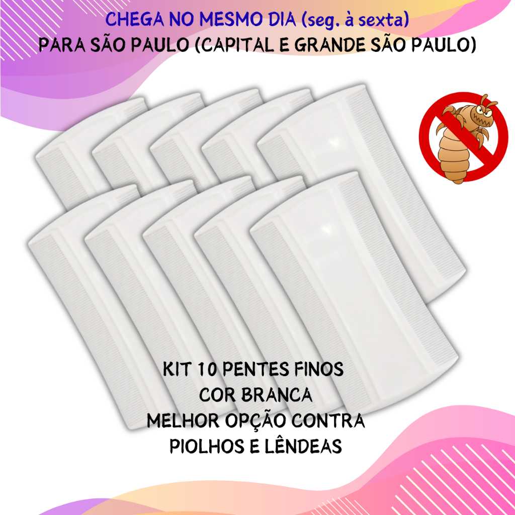 Kit com 10 Pentes Pente Finos Cor Branca Pente para Piolho em Oferta na Shopee