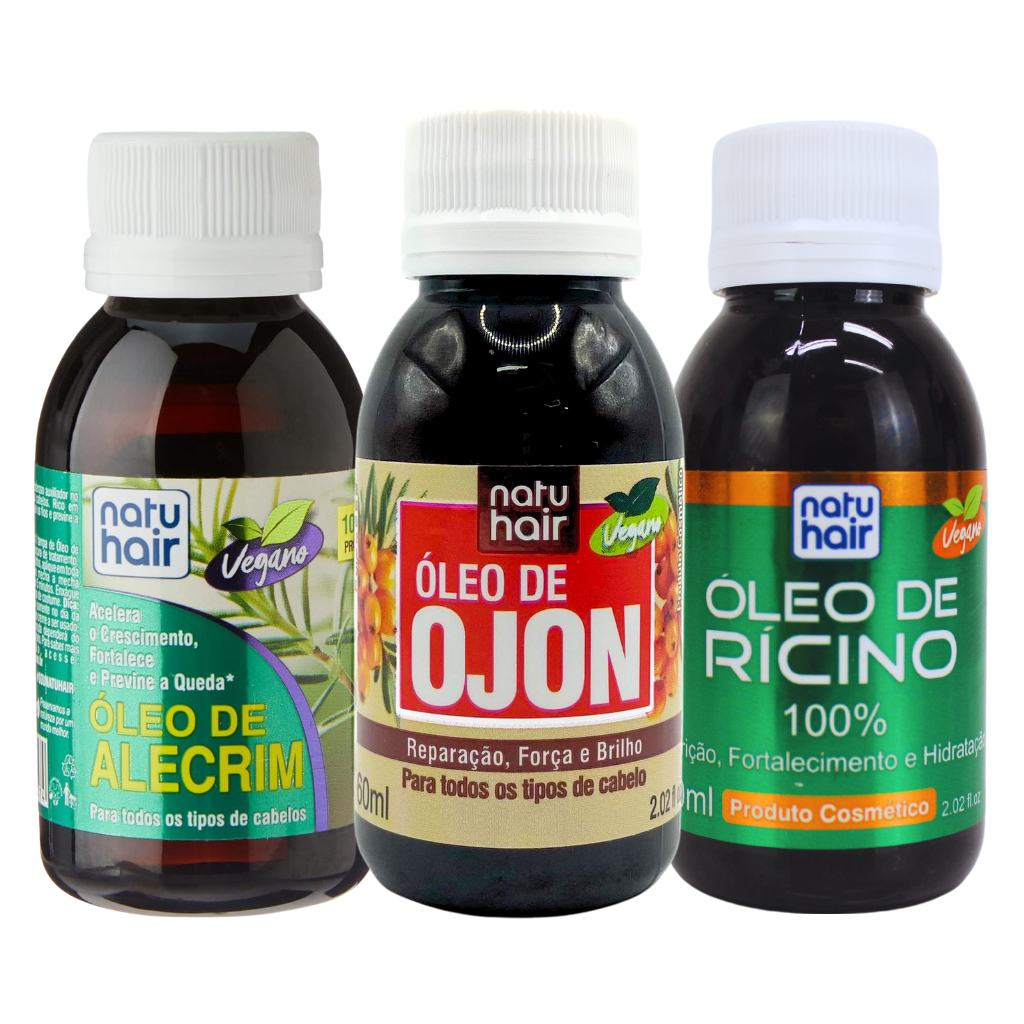 Kit Terapia Capilar Exclusivo Óleo de Alecrim + Ojon + Rícino Natuhair 60ml