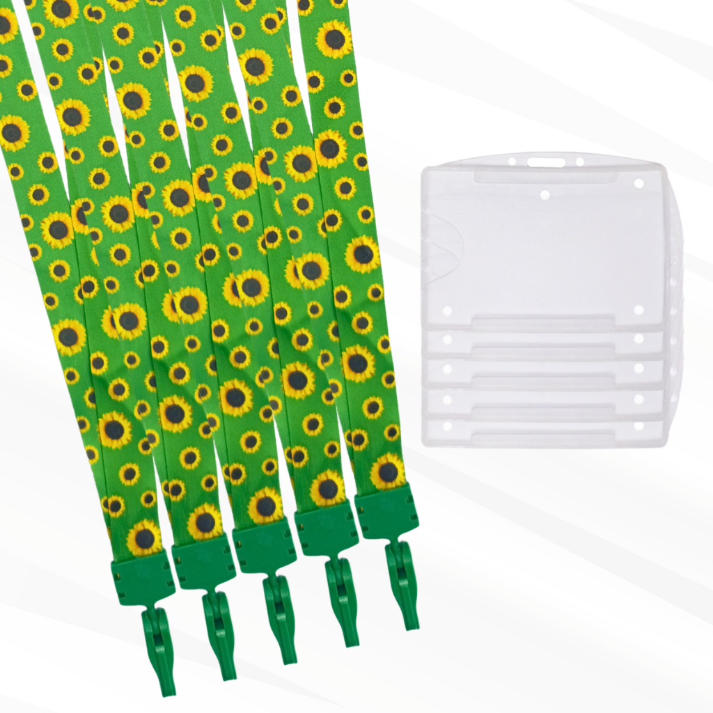 05 Cordão Girassol com Trava De Segurança C/ Porta Crachá Transparente em Oferta na Shopee