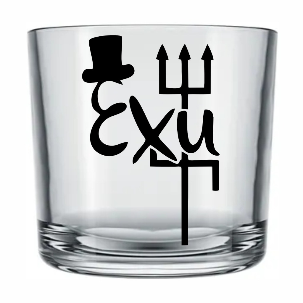 Copo de Whisky Exu Tridente Vidro Adesivado - Umbanda Quimbanda e Candomblé em Oferta na Shopee