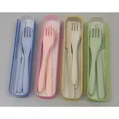 Kit de talheres 3 peças com estojo faca garfo colher