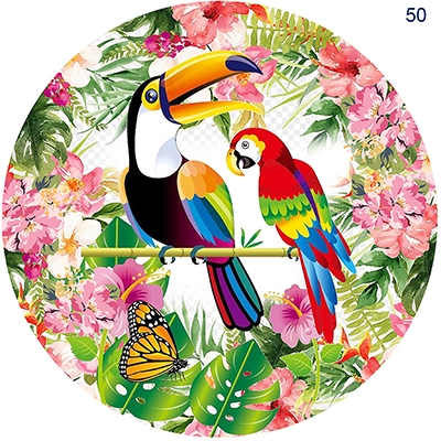 Painel de Mesa de 50cm Tucano Papagaio Natureza Sublimado em tecido Helanca Dry com Elástico