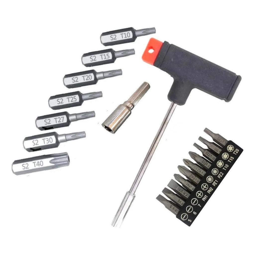 Bits P/parafusadeira Pontas Fe Ph Torx Prolongador 1/4 x 42mm e  Chave Tipo T