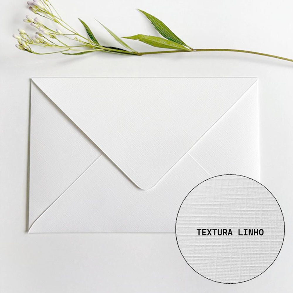 ENVELOPE PARA CONVITE DE CASAMENTO HORIZONTAL 15x21 cm PAPEL OPALINA LINHO TELADO 240G