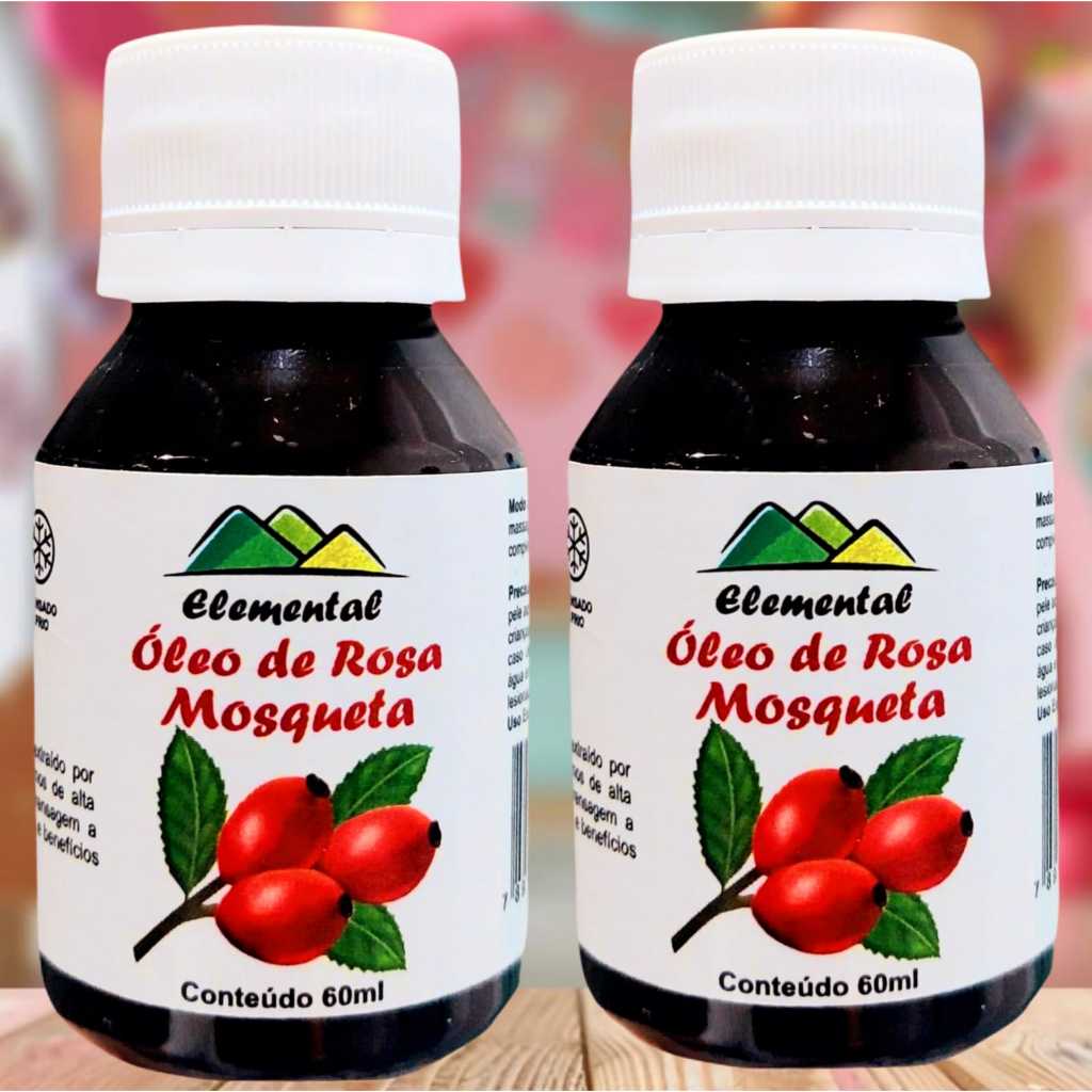 Kit 02 Potes - Óleo de Rosa Mosqueta 60ml Rosa Rubiginosa Seed Oil em Oferta na Shopee