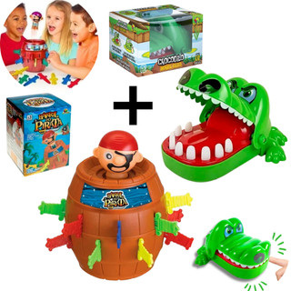 Brinquedo Barril Pirata, Jacaré Morde Dedo ou Kit — Jogo Infantil
