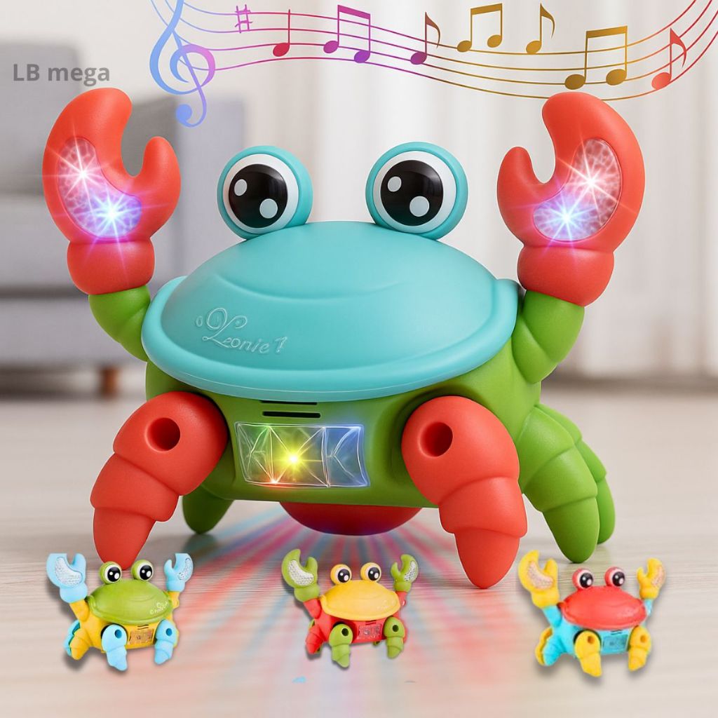 Brinquedo Caranguejo Fujão Musical Som Luz E Movimento Infantil Bebês  Caranguejo Brinquedo Fujão
