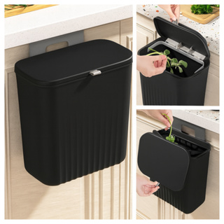 Lixeira de Cozinha Multiuso Suspensa 9 Litros Com Tampa E Suporte De Adesivos E Alça De Pendurar em Oferta na Shopee