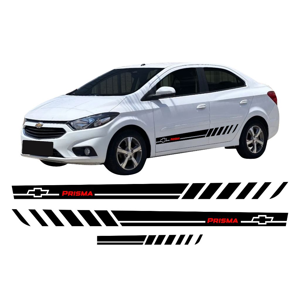 Faixas Lateral Adesivos Prisma Joy, LT, LTZ, Advantage Chevrolet Kit 2013 A 2025 Personalizado CH153