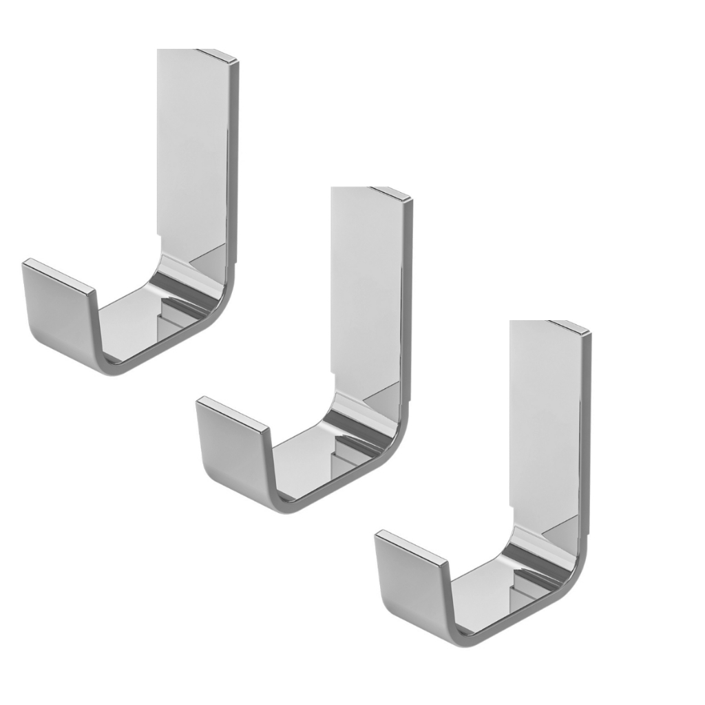3 Gancho Cabide Cromado Inox para Banheiro Lavabo Dupla Fixação - Mais Grosso