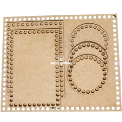 Kit Base MDF Crochê Fundo Bolsa Kit Higiene Bebê 6 Peças Fio de Malha Corte Laser