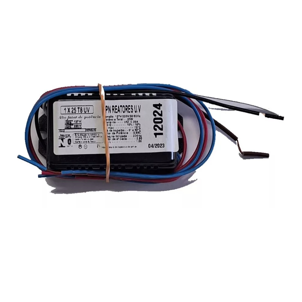 Reator 1X 25W eletronico Bivolt ideal para linha UV Fluorescente