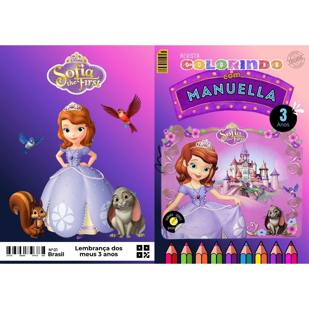20 LIVROS DE COLORIR PERSONALIZADO COM NOME - LEMBRANCINHA PERSONALIZADA PARA FESTA INFANTIL  TEMA PRINCESA SOFIA