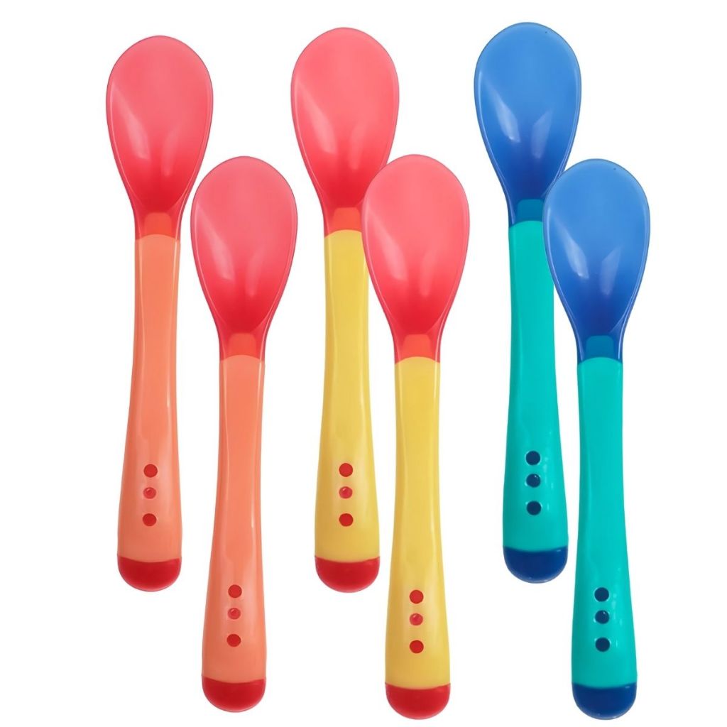 Kit Colher Infantil Termossensível Silicone e Plástico Papinha +4M