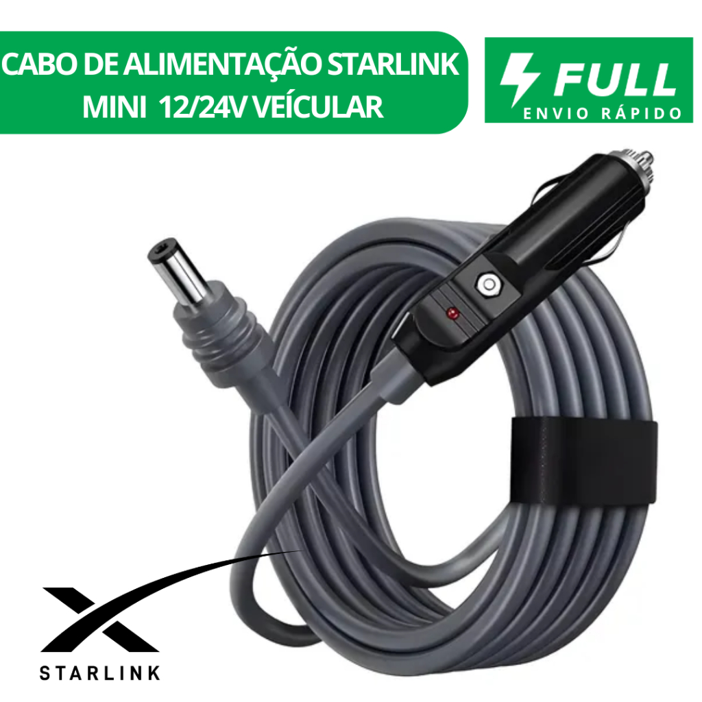 Cabo de alimentação Para Starlink Mini Cinzeiro 2m cabo de recarga 12/24v Reforçado