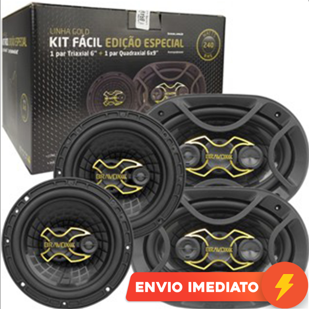 Kit Fácil Bravox Alto Falante 6 + 6x9 Polegadas 240wrms 4 Unidades