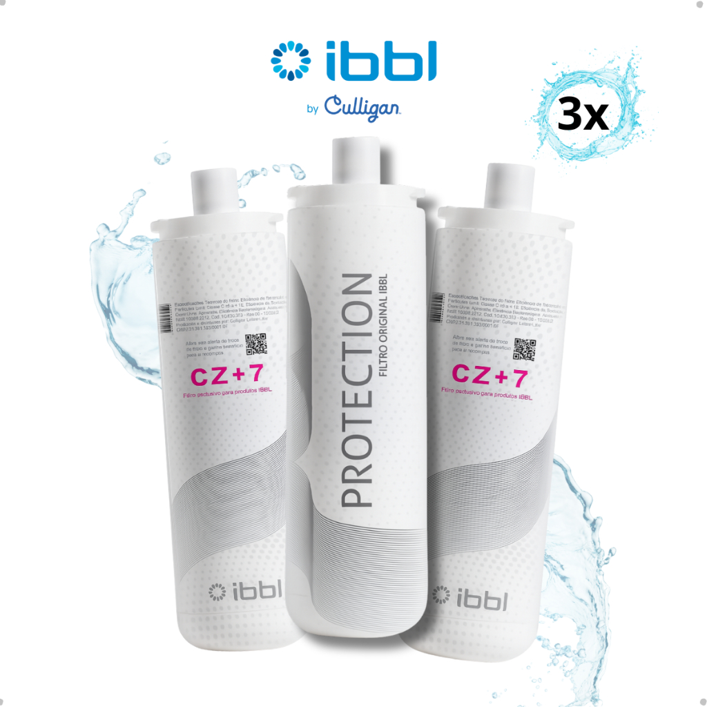 Kit 3 Filtro Refil IBBL Protection CZ+7 Original Purificador de Água FR600 E-due Vivax Due