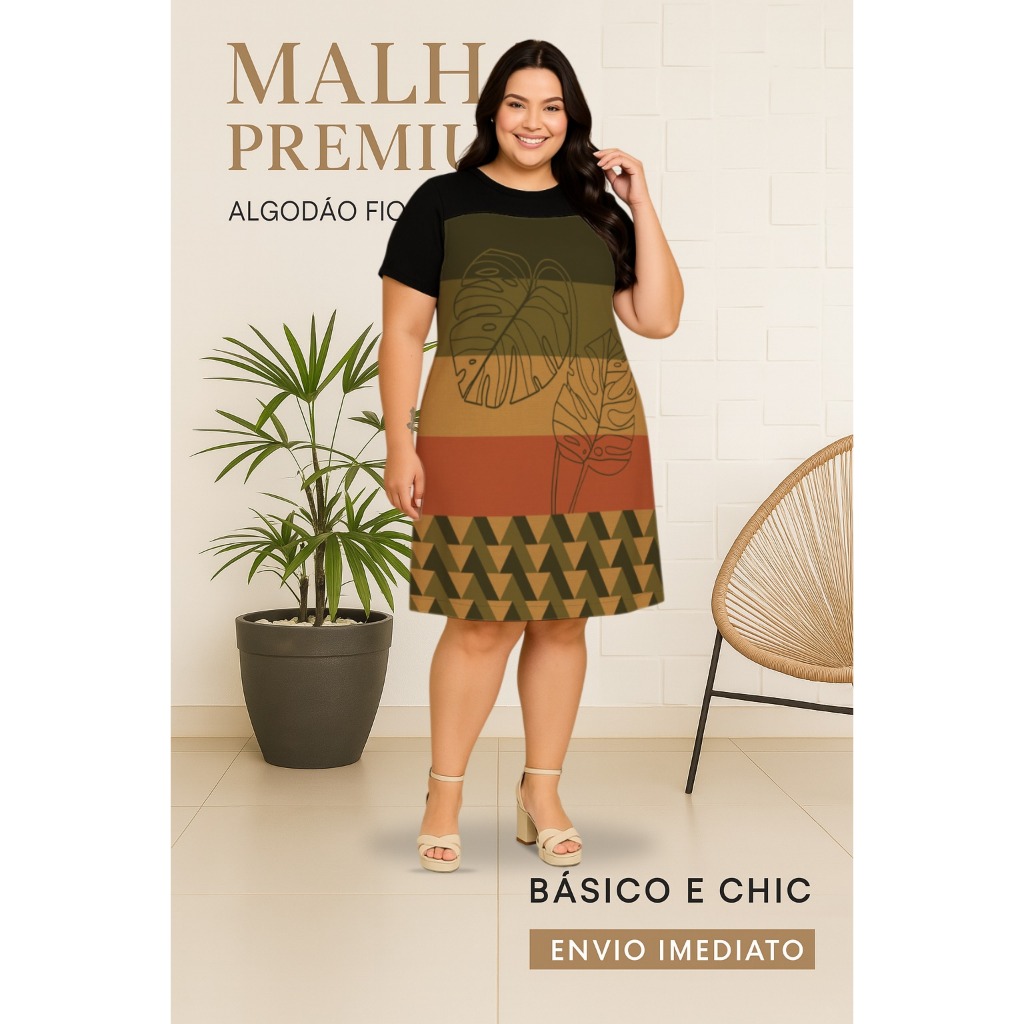 Bata Feminina Plus Size Confortável com Estampa Digital e Toque de Sedinha para o Look Casual Evangélico em Oferta na Shopee