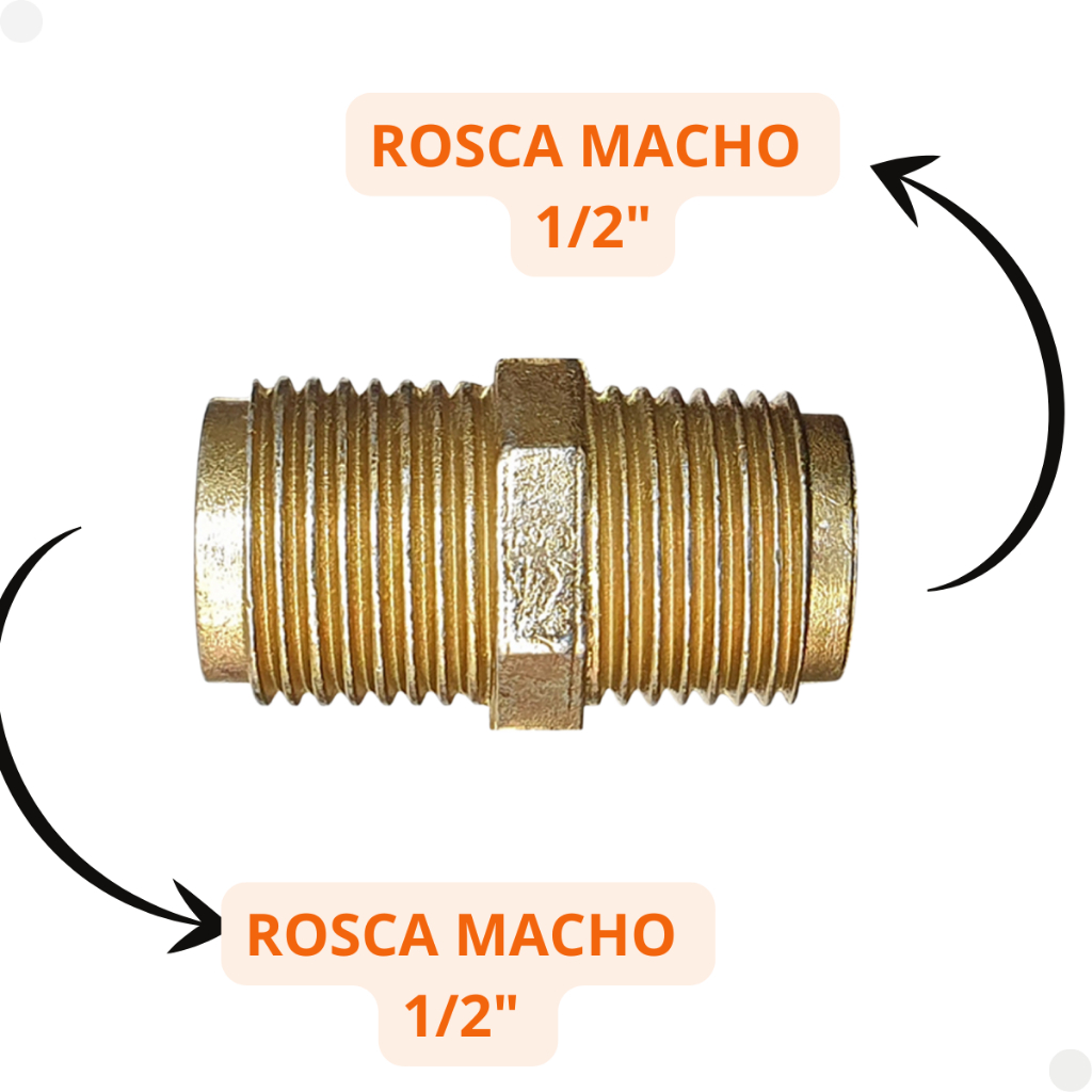 Kit 2 Niple União 1/2'' X 1/2'' Metal Zamac Água Quente Gás