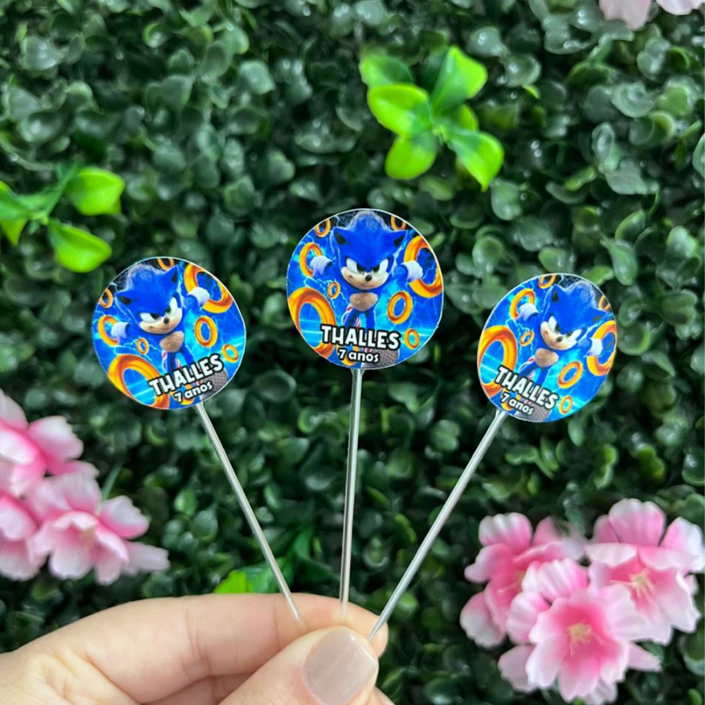 Topper de Docinhos Sonic - Topper de Cupcake Sonic - Topo de docinho - Enfeite de doce Sonic - SONIC