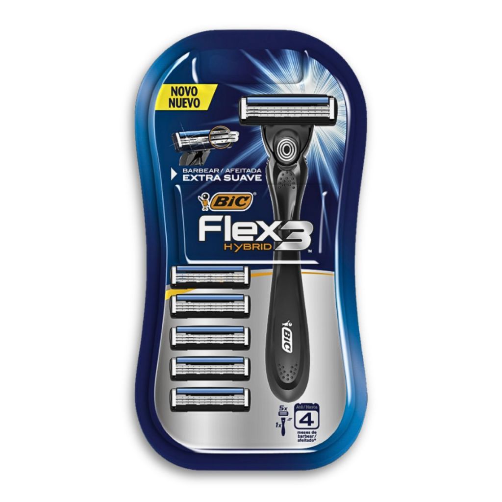 Aparelho de Barbear Bic Flex3 Hybrid 1un+5cartuchos - Beauty