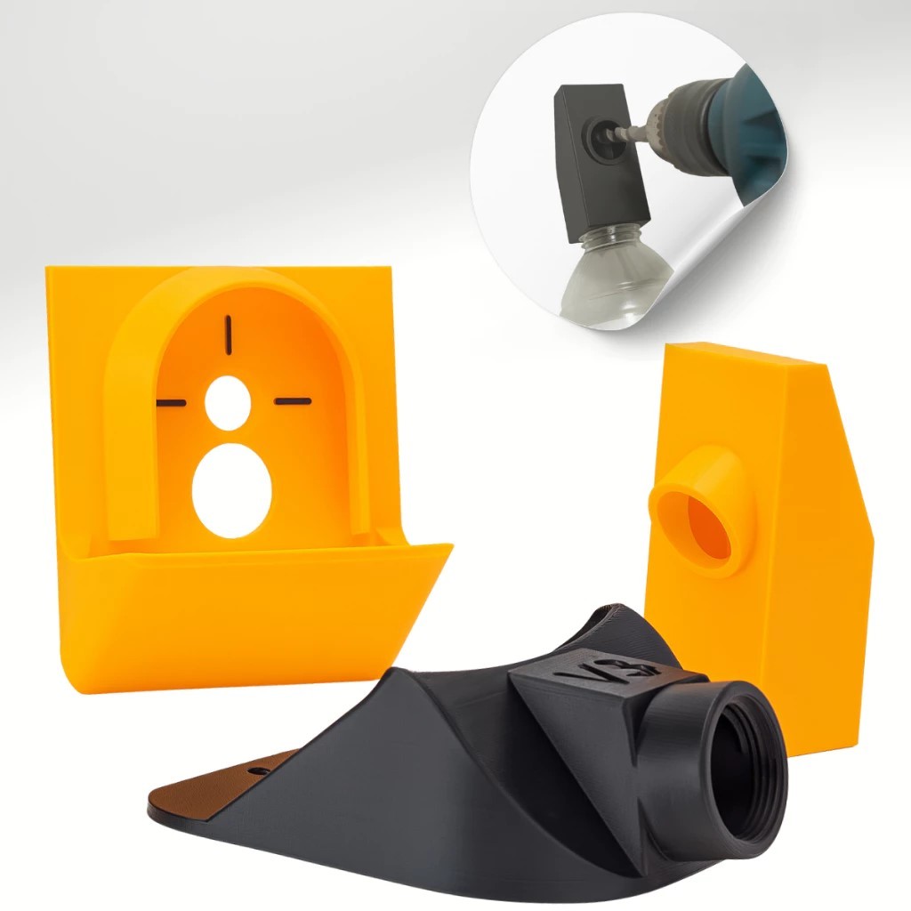 Suporte Parede Furadeira Coletor De Pó Adapta Garrafa Pet Sujeira Preto