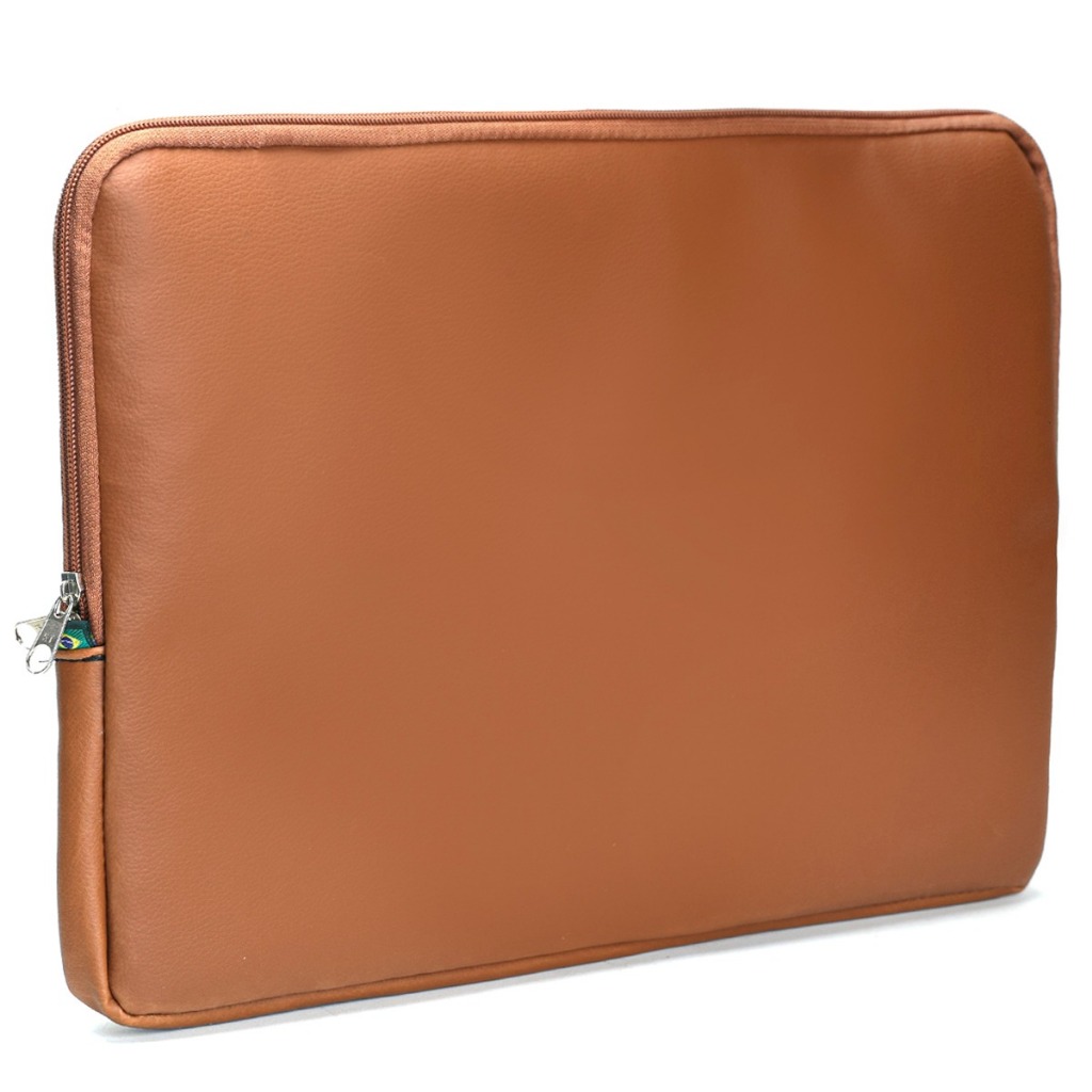 Pasta Capa Case Notebook Couro Café Com Alça Casual Dia a Dia 14/15/17 Polegadas Impermeável