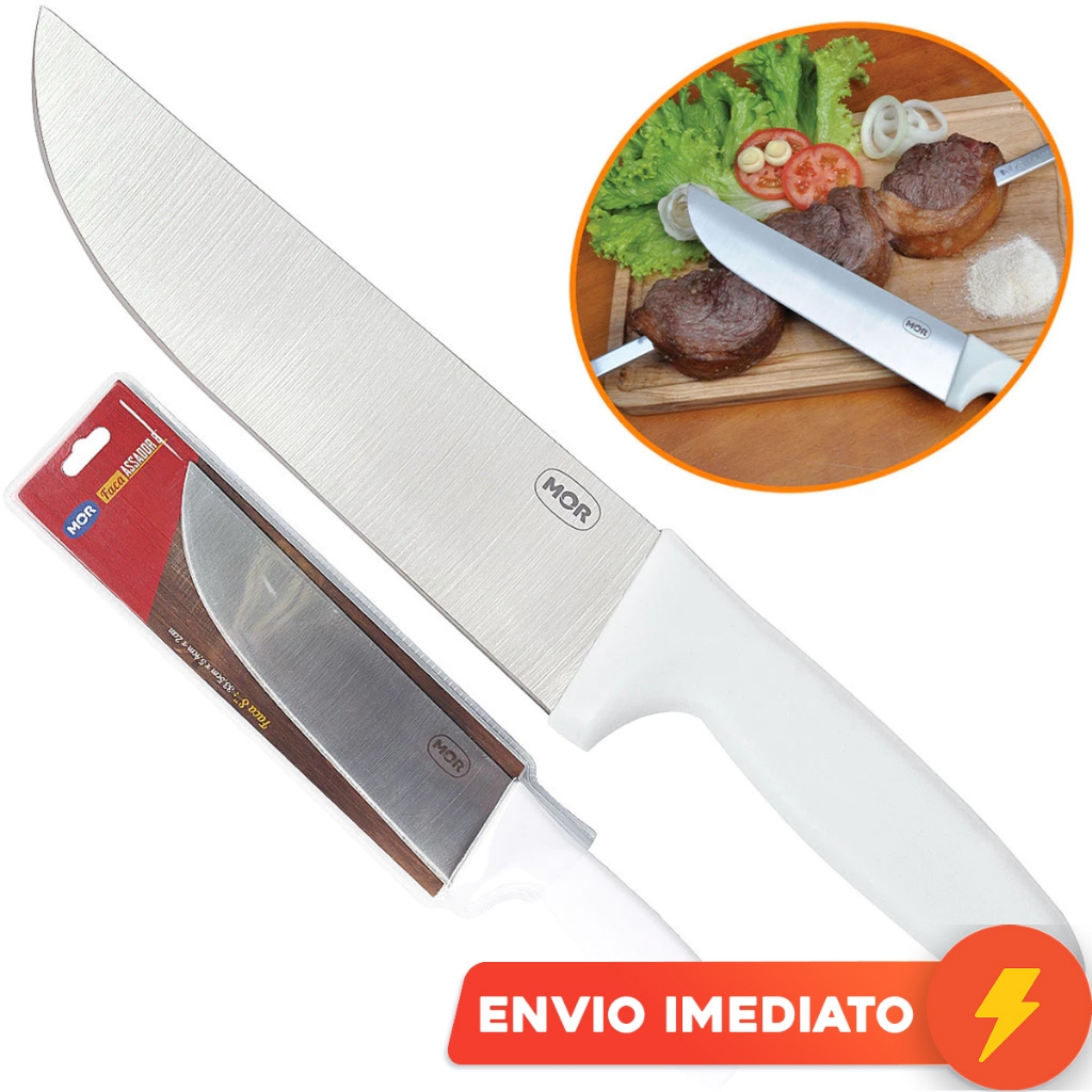 Faca De Churrasco 8" Facão Profissional Aço Inox Branca Mor Multiuso Para Cortes Açougue Pesca