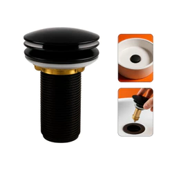 Valvula Click Ralo Ralinho Preto Fosco para Pia Cuba de Banheiro 100% Metal Lavabo Inteligente 7/8