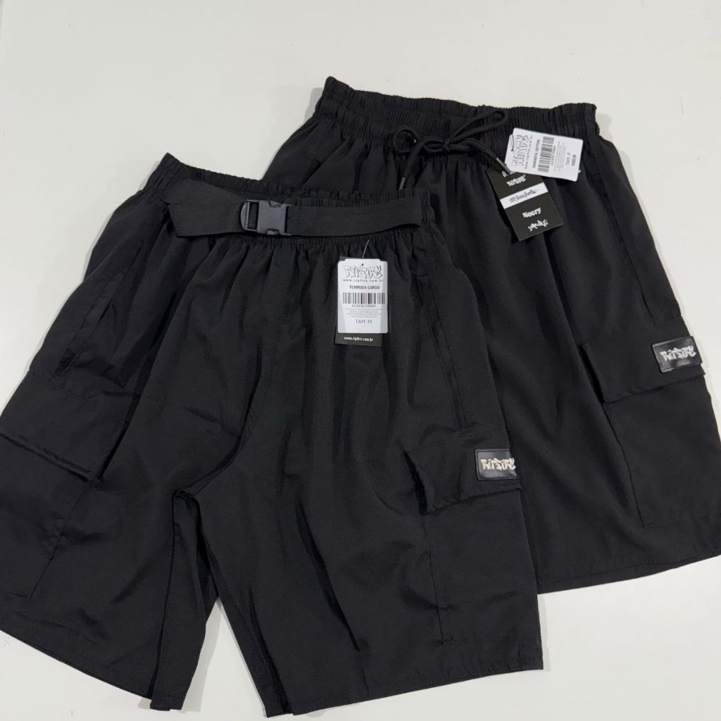 Kit com 2 Bermuda Cargo Masculina Cinto Bordado 5 Bolsos Skate sk8 Street Elastano Tactel em Oferta na Shopee
