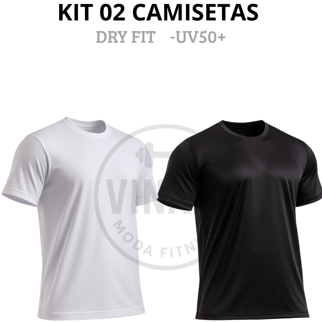 Promoção Kit com 2 Camisa UV50+ Malha fria Academia +Corrida +Futebol +Caminhada+Esporte Poliéster