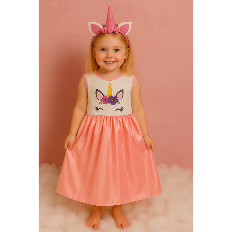 FANTASIA INFANTIL UNICORNIO COM A TIARA PARA MENINAS ANIVERSARIO INFANTIL CARNAVAL