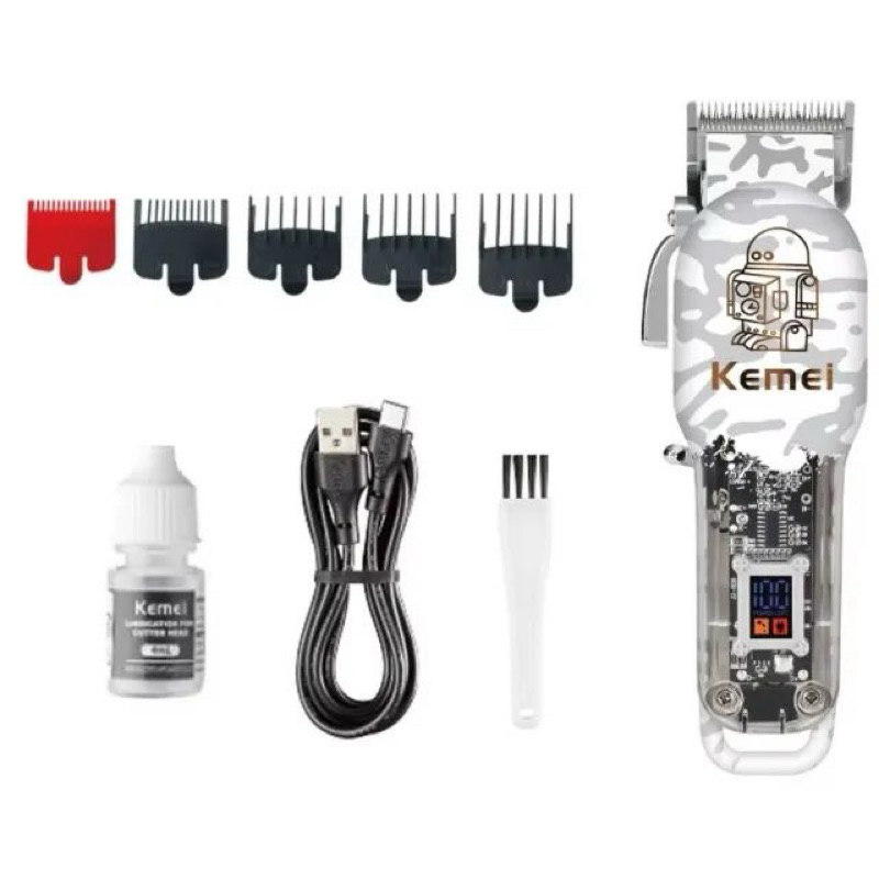 Máquina de Cortar Cabelos Sem Fio Transparente Kemei KM-2137