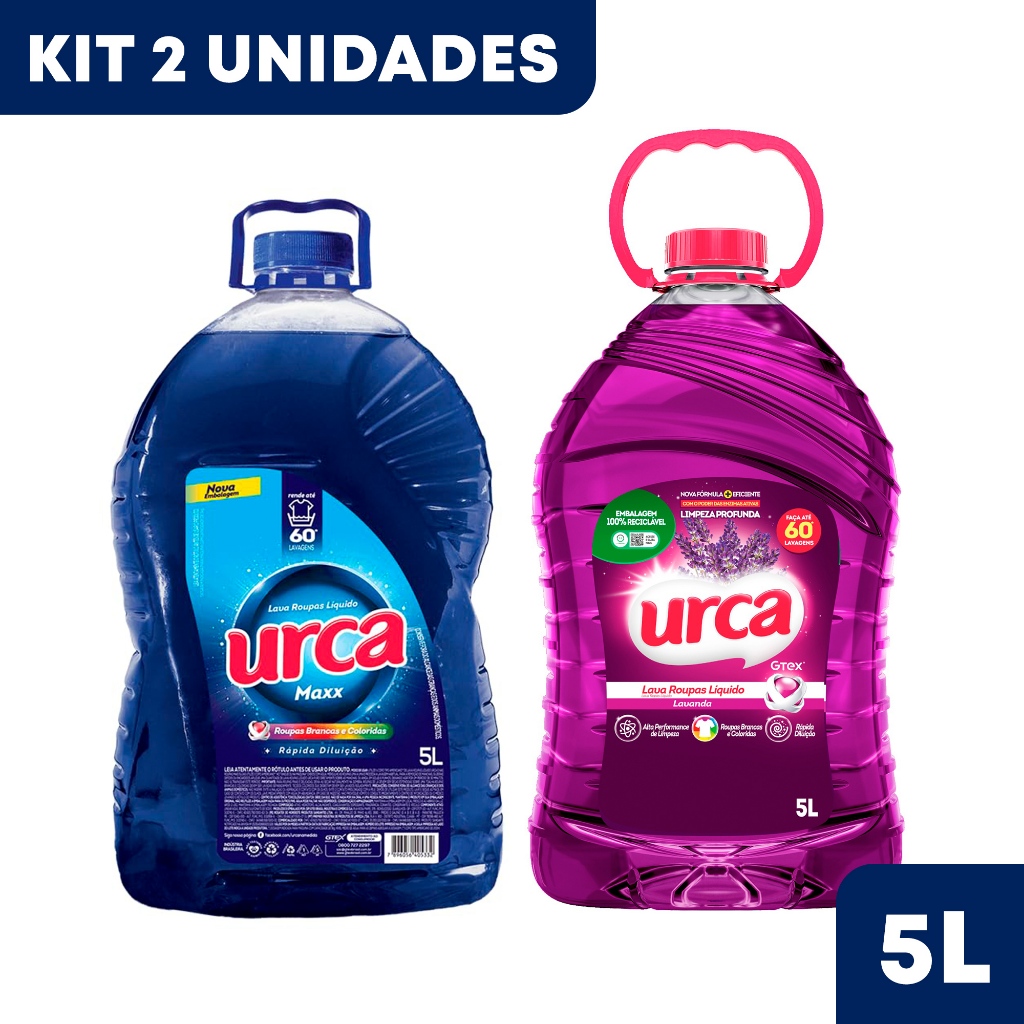 Kit 2 Unidades Sabão Liquido Concentrado Urca Lavanda e Maxx 5L em Oferta na Shopee